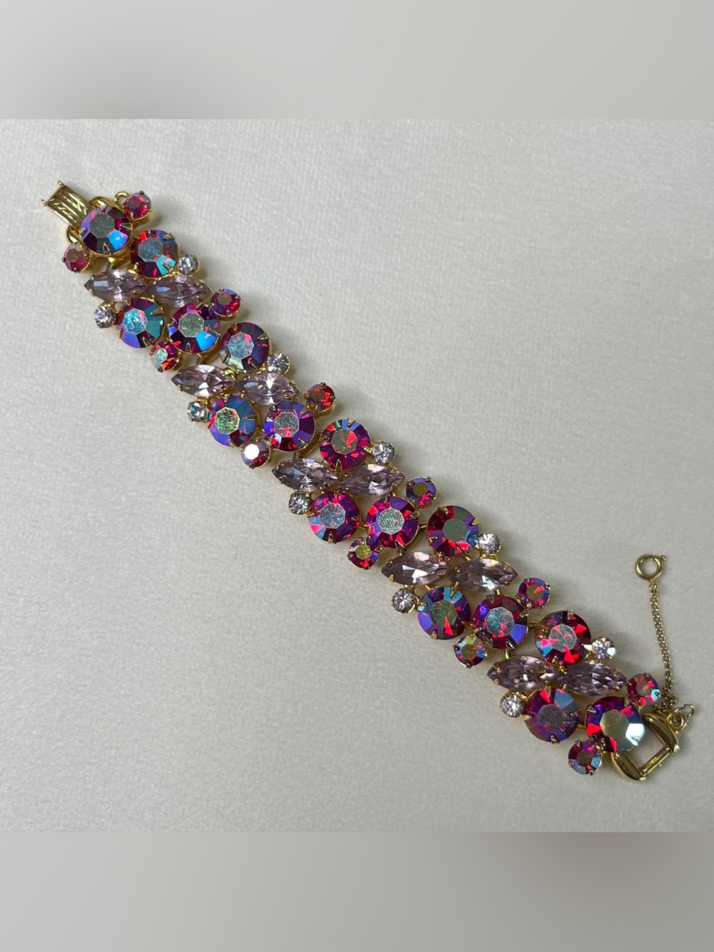 Juliana D&E VERIFIED 5 Link purple & red AB rhinestone bracelet 6.5”